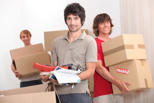 Commercial office relocation with desks and boxed files