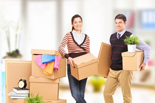 Packed household boxes and protected furniture for a local Bayswater relocation