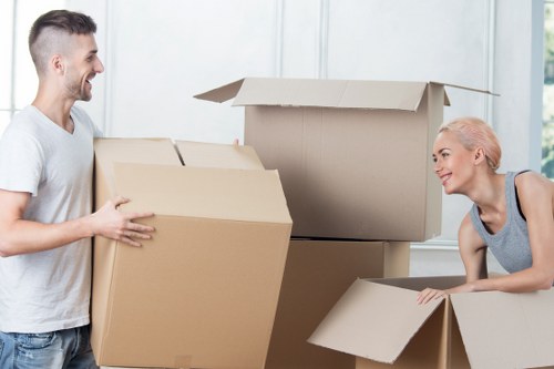 Boxes and study furniture ready for student relocation in Bayswater